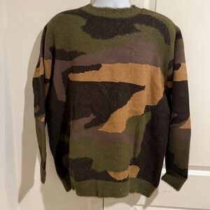 MNM Couture Green and Brown Camouflage Crewneck Sweater